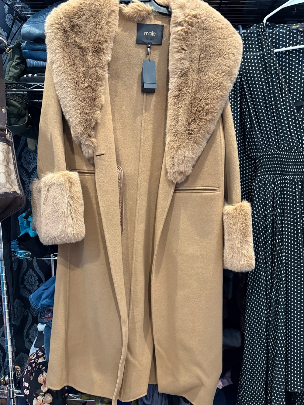 Maje Paris Luxury Camel Coat – 80% Wool